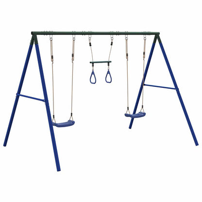 vidaXL Outdoor Swing Set with Swings and Trapeze - Blue
