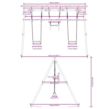 vidaXL Outdoor Swing Set with Swings and Trapeze - Blue