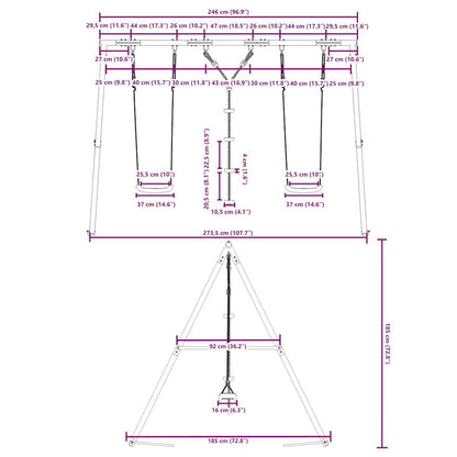 vidaXL Outdoor Swing Set with Swings and Disc Swing - Multicolour