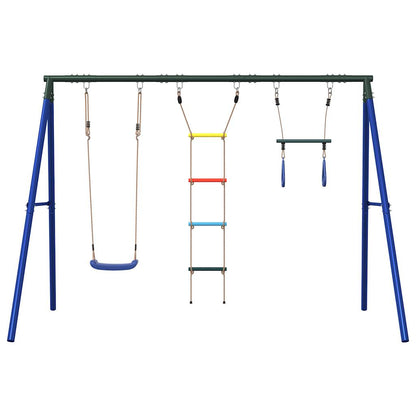 vidaXL Outdoor Swing Set with Swing, Trapeze, Ladder - Multicolour