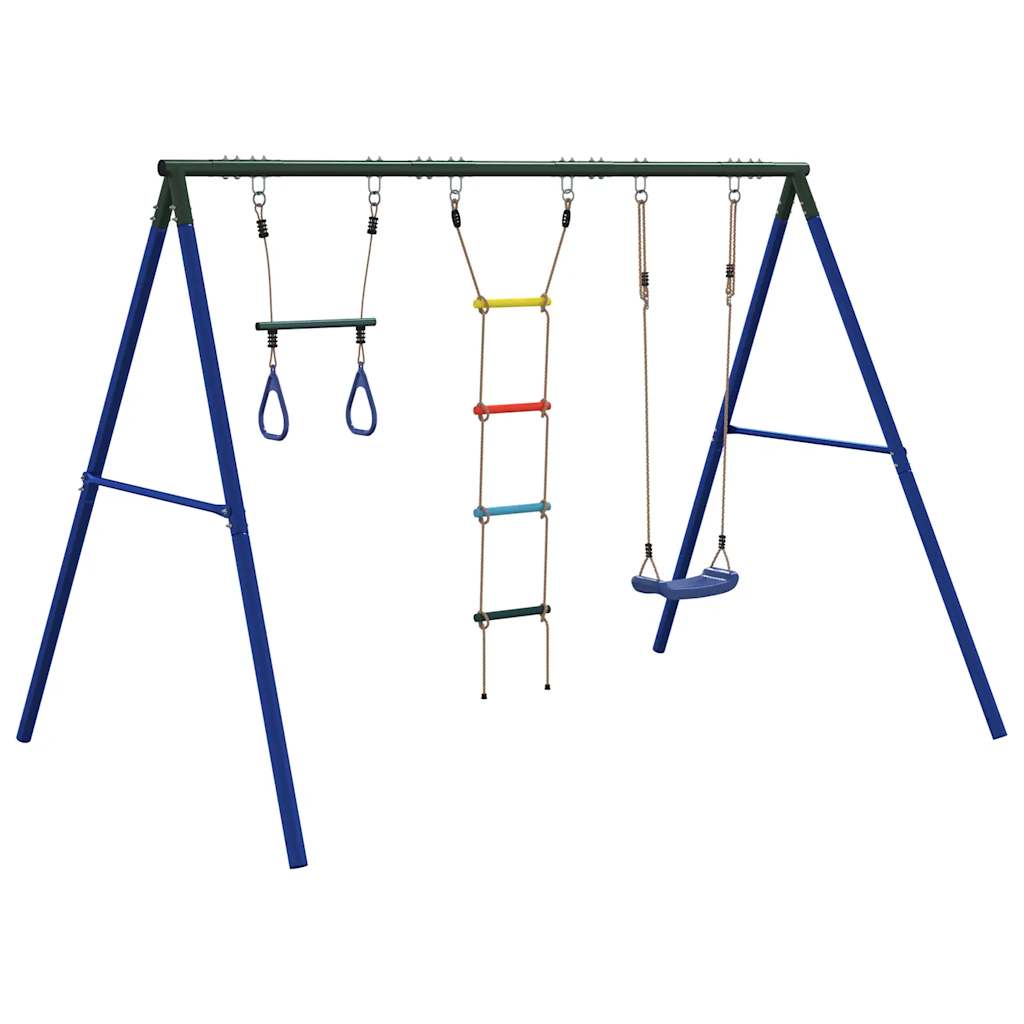 vidaXL Outdoor Swing Set with Swing, Trapeze, Ladder - Multicolour