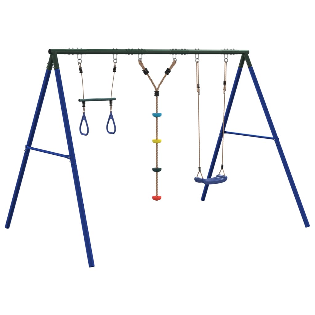 vidaXL Outdoor Swing Set with Swing, Trapeze, Ladder - Multicolour - 33711