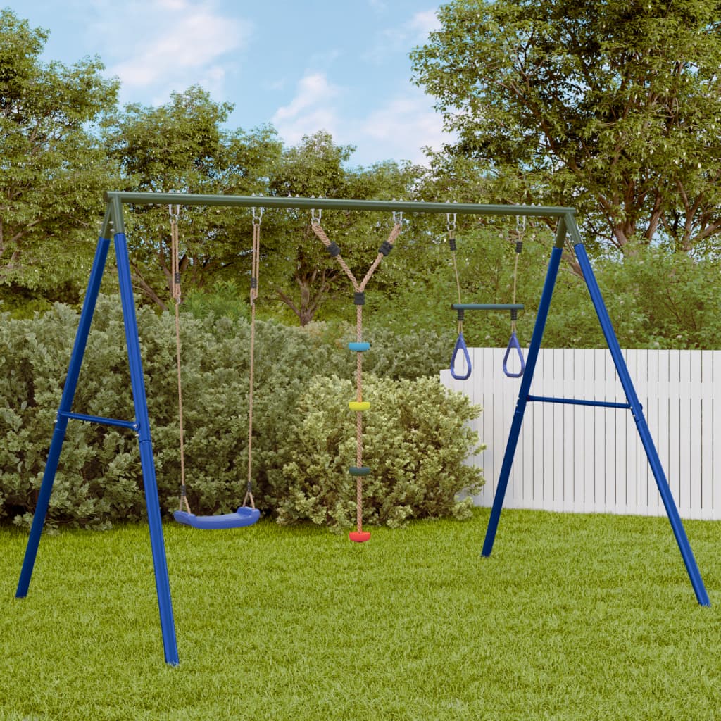vidaXL Outdoor Swing Set with Swing, Trapeze, Ladder - Multicolour - 33711