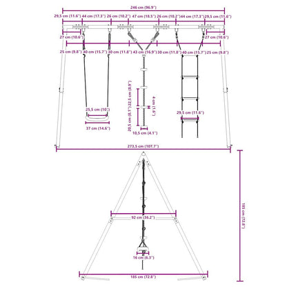 vidaXL Outdoor Swing Set with Swing, Ladder, Disc Swing - Multicolour
