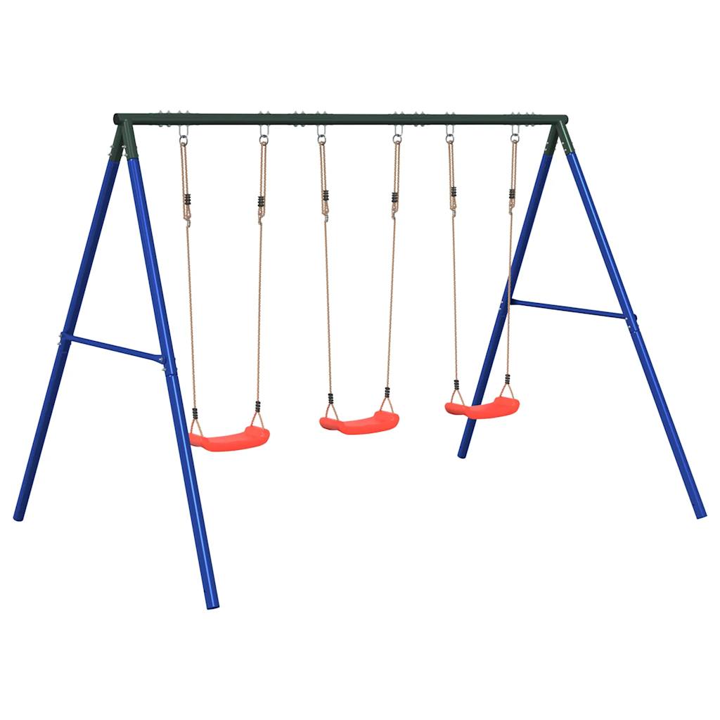 vidaXL Outdoor Swing Set with 3 Swings - Blue - 33718