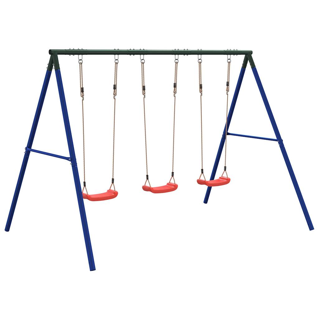 vidaXL Outdoor Swing Set with 3 Swings - Blue - 33718