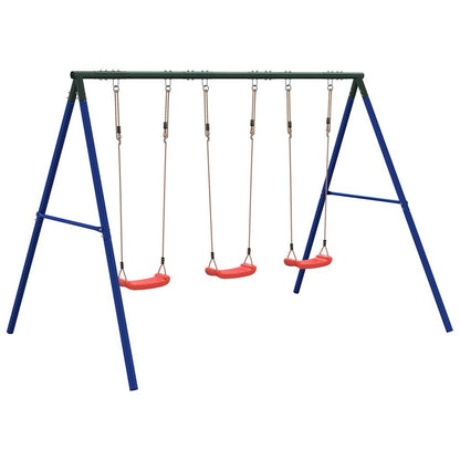 vidaXL Outdoor Swing Set with 3 Swings - Blue - 33718