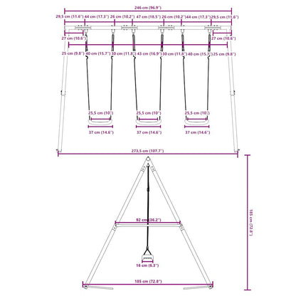 vidaXL Outdoor Swing Set with 3 Swings - Blue - 33718