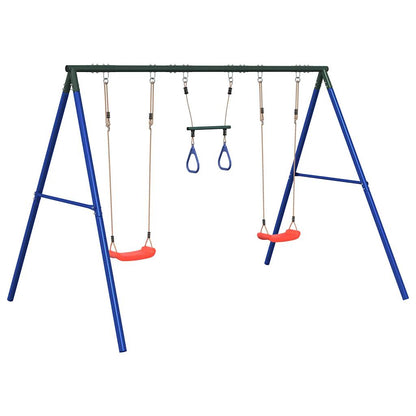 vidaXL Outdoor Swing Set with Swings and Trapeze - Blue - 33729