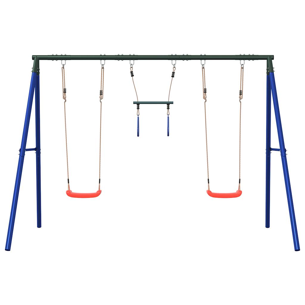 vidaXL Outdoor Swing Set with Swings and Trapeze - Blue - 33729