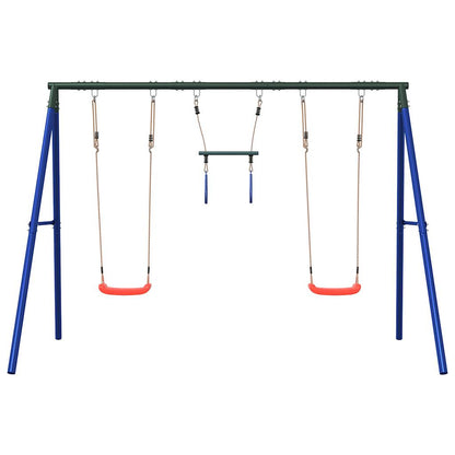 vidaXL Outdoor Swing Set with Swings and Trapeze - Blue - 33729
