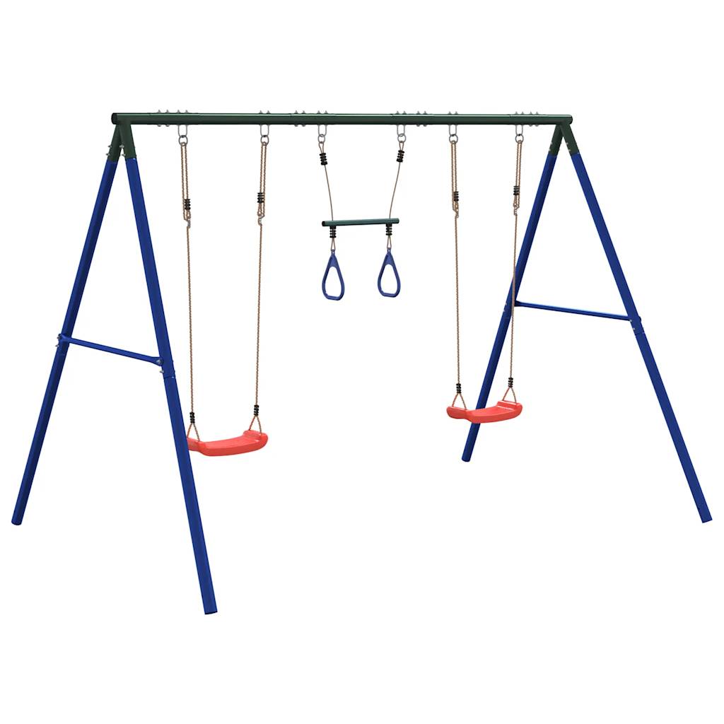 vidaXL Outdoor Swing Set with Swings and Trapeze - Blue - 33729