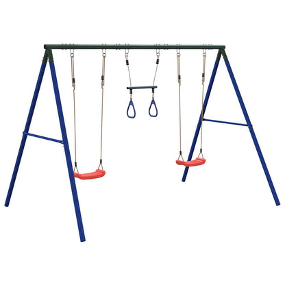 vidaXL Outdoor Swing Set with Swings and Trapeze - Blue - 33729