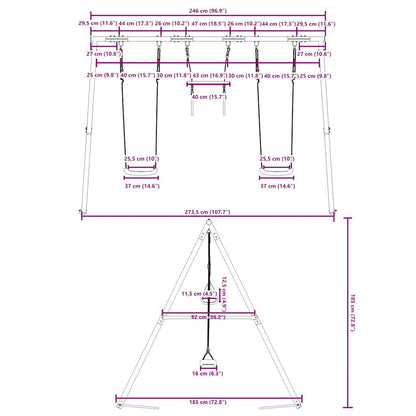 vidaXL Outdoor Swing Set with Swings and Trapeze - Blue - 33729