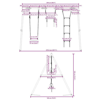 vidaXL Outdoor Swing Set with Swing. Trapeze. Ladder - Multicolour