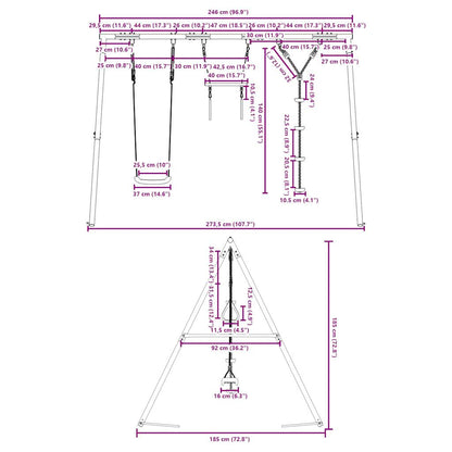 vidaXL Outdoor Swing Set with Swing. Trapeze. Disc Swing - Multicolour