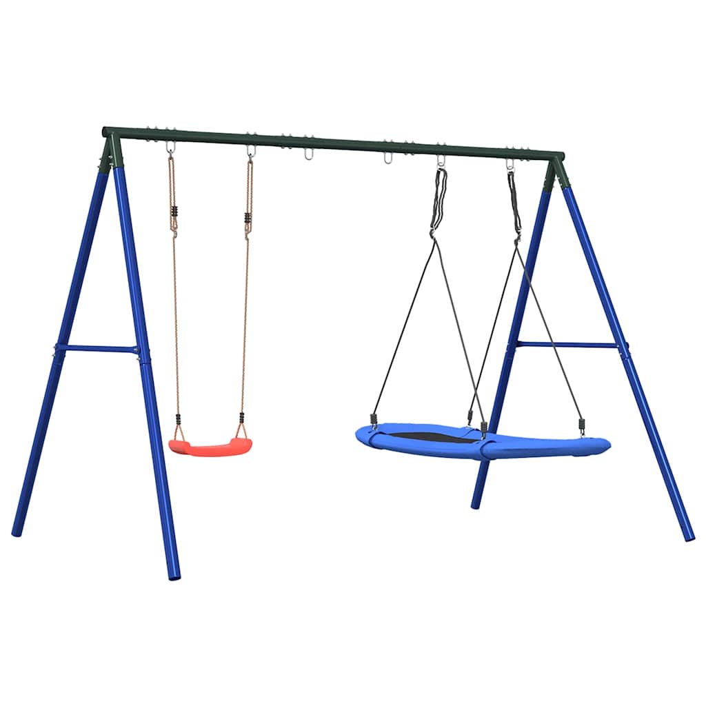 vidaXL Outdoor Swing Set with Swing and Nest Swing - Blue