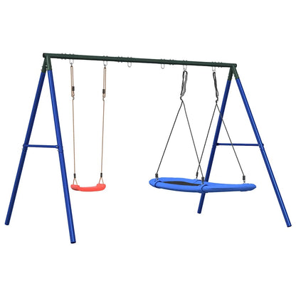 vidaXL Outdoor Swing Set with Swing and Nest Swing - Blue