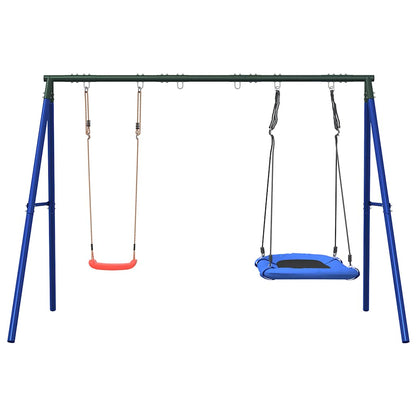 vidaXL Outdoor Swing Set with Swing and Nest Swing - Blue