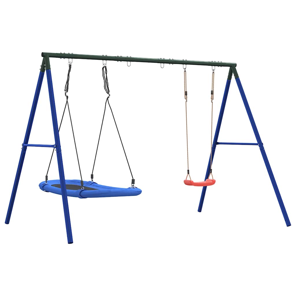 vidaXL Outdoor Swing Set with Swing and Nest Swing - Blue