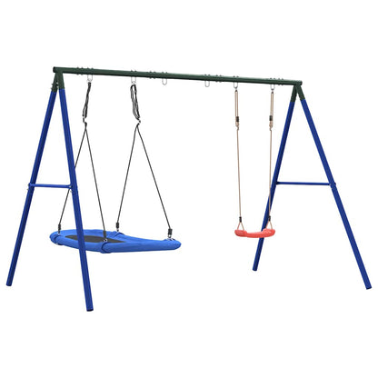 vidaXL Outdoor Swing Set with Swing and Nest Swing - Blue
