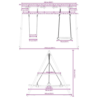 vidaXL Outdoor Swing Set with Swing and Nest Swing - Blue