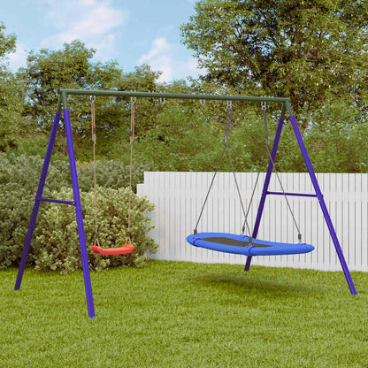 vidaXL Outdoor Swing Set with Swing and Nest Swing - Blue
