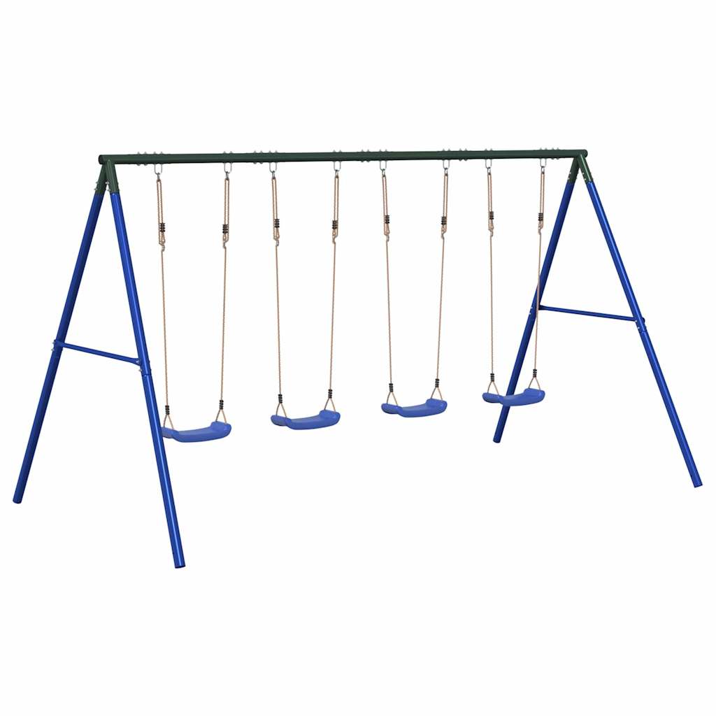 vidaXL Outdoor Swing Set with 4 Swings - Blue