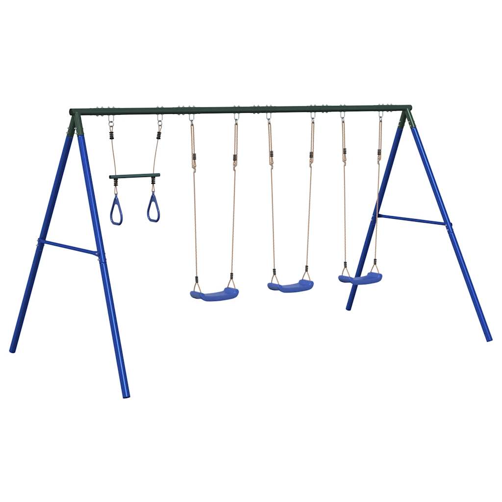 vidaXL Outdoor Swing Set with Swings and Trapeze - Blue - 33794