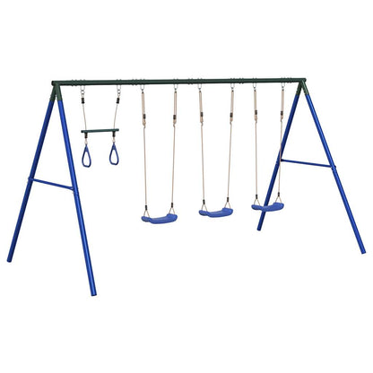 vidaXL Outdoor Swing Set with Swings and Trapeze - Blue - 33794