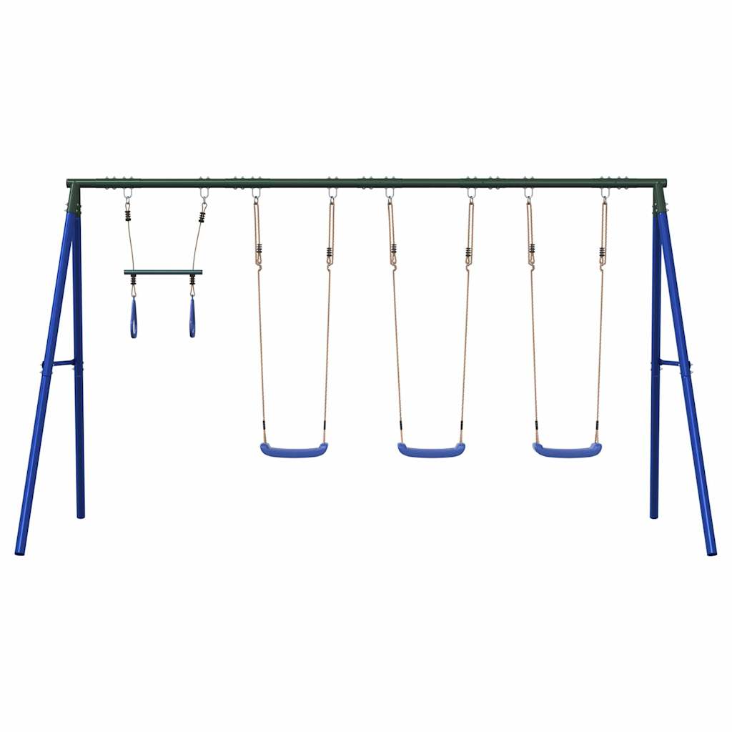 vidaXL Outdoor Swing Set with Swings and Trapeze - Blue - 33794