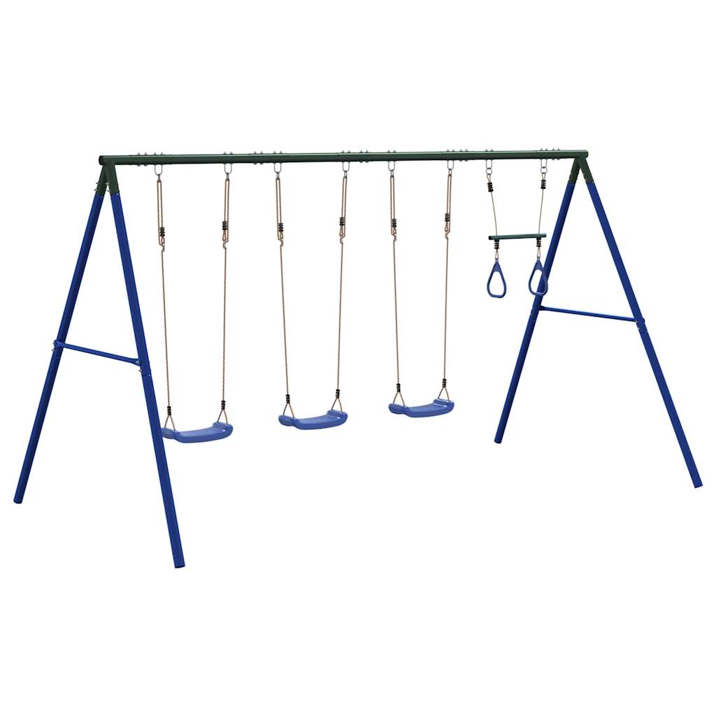 vidaXL Outdoor Swing Set with Swings and Trapeze - Blue - 33794