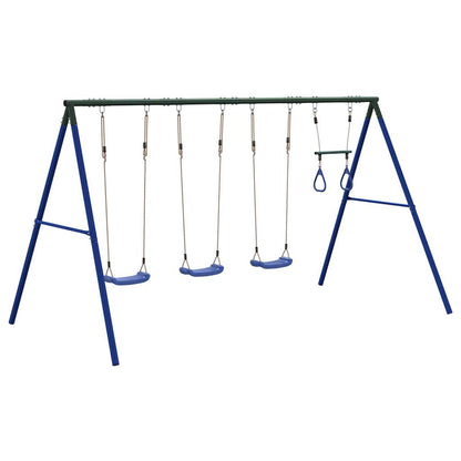 vidaXL Outdoor Swing Set with Swings and Trapeze - Blue - 33794
