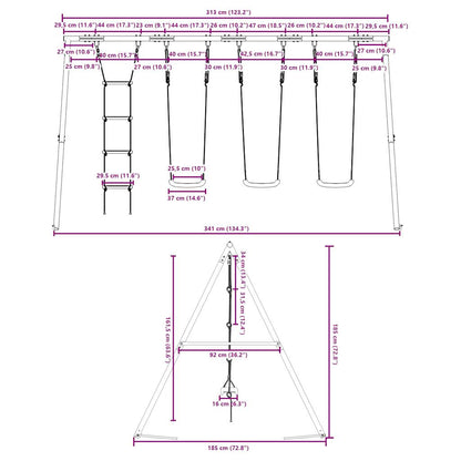vidaXL Outdoor Swing Set with Swings and Ladder - Multicolour