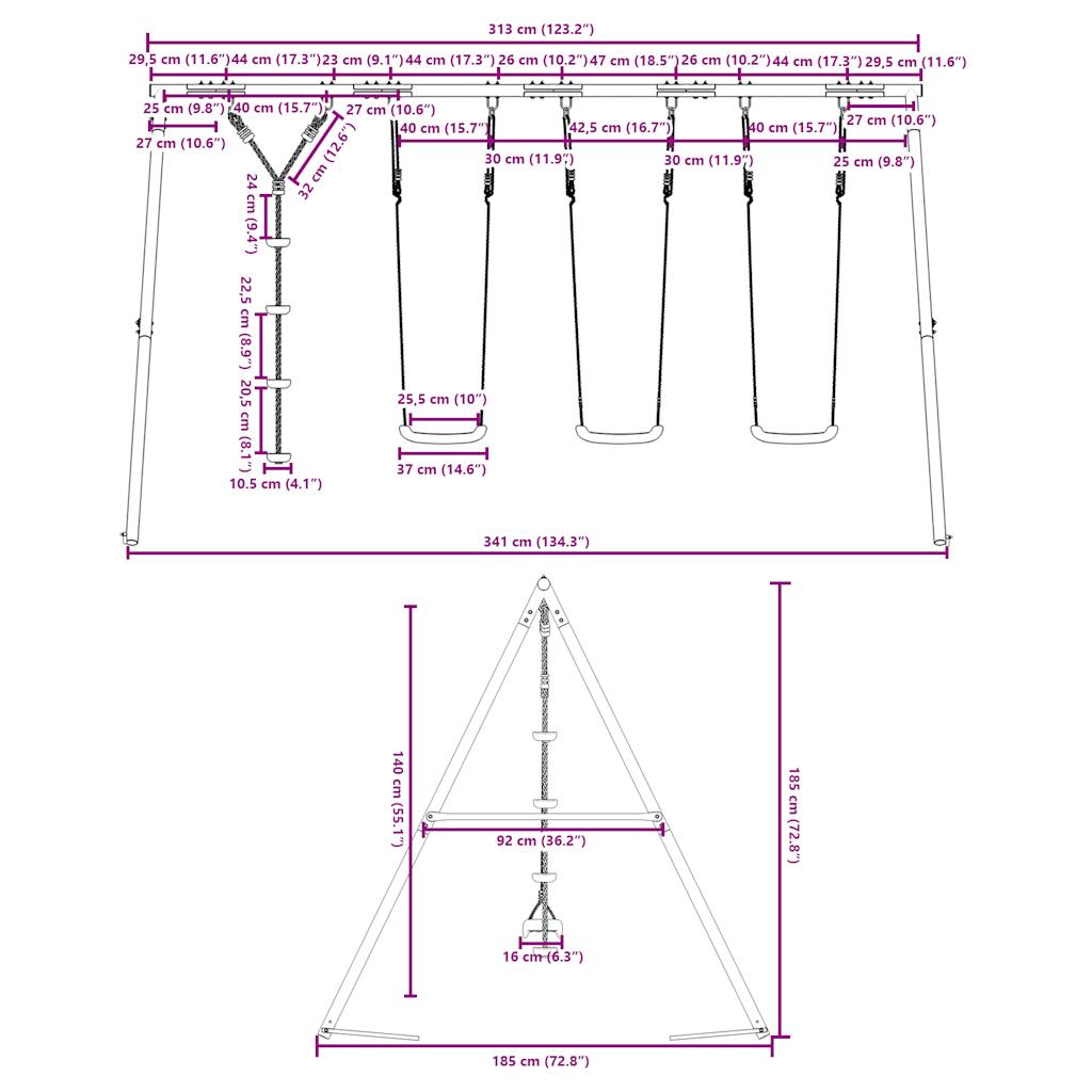 vidaXL Outdoor Swing Set with Swings and Disc Swing - Multicolour - 33812
