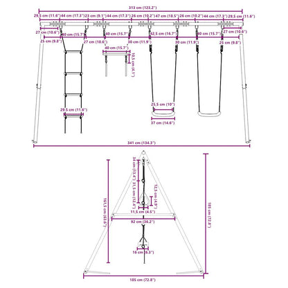 vidaXL Outdoor Swing Set with Swings. Trapeze. Ladder - Multicolour