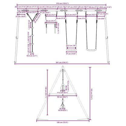 vidaXL Outdoor Swing Set with Swings. Trapeze. Disc Swing - Multicolour