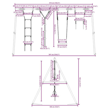 vidaXL Outdoor Swing Set with Swing. Trapeze. Ladder. Disc Swing - Multicolour