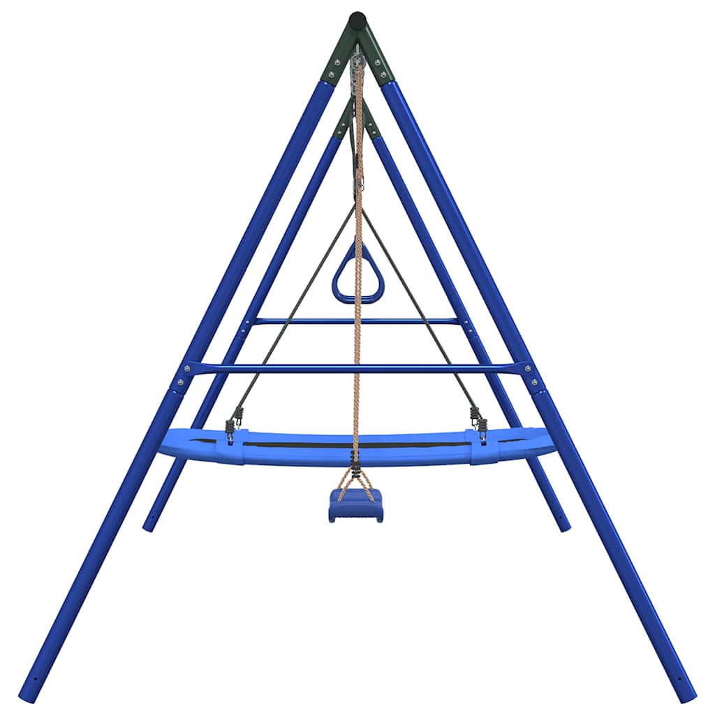 vidaXL Outdoor Swing Set with Swing, Trapeze, Nest Swing - Blue