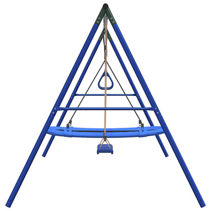 vidaXL Outdoor Swing Set with Swing, Trapeze, Nest Swing - Blue
