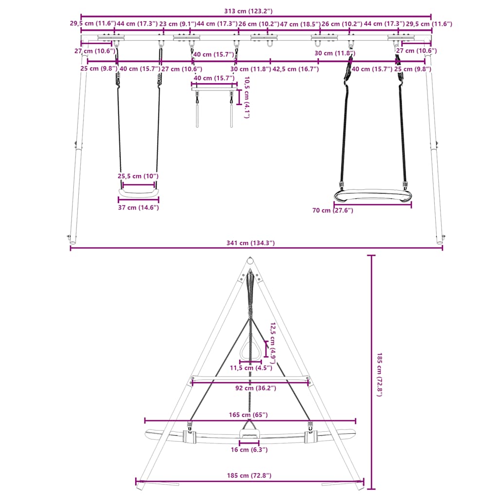 vidaXL Outdoor Swing Set with Swing, Trapeze, Nest Swing - Blue