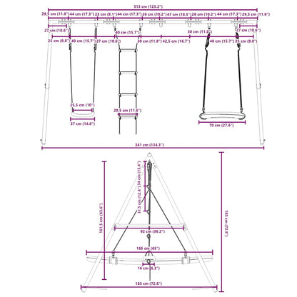 vidaXL Outdoor Swing Set with Swing, Ladder, Nest Swing - Multicolour
