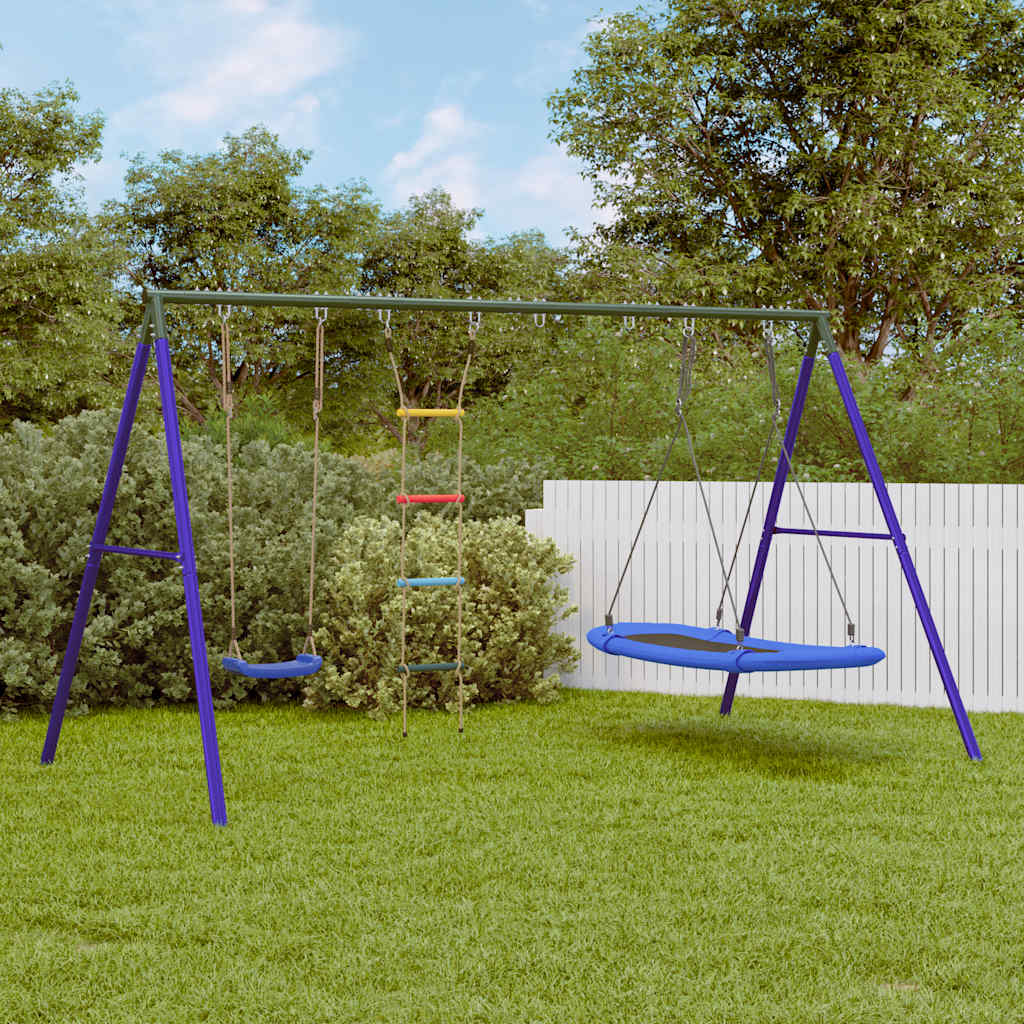 vidaXL Outdoor Swing Set with Swing, Ladder, Nest Swing - Multicolour