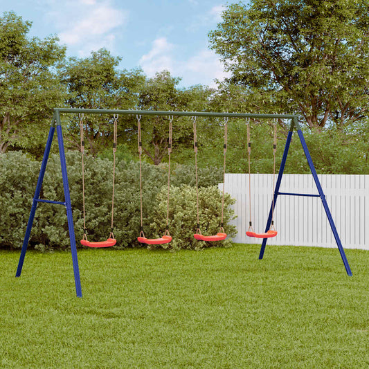 vidaXL Outdoor Swing Set with 4 Swings - Blue - 33843