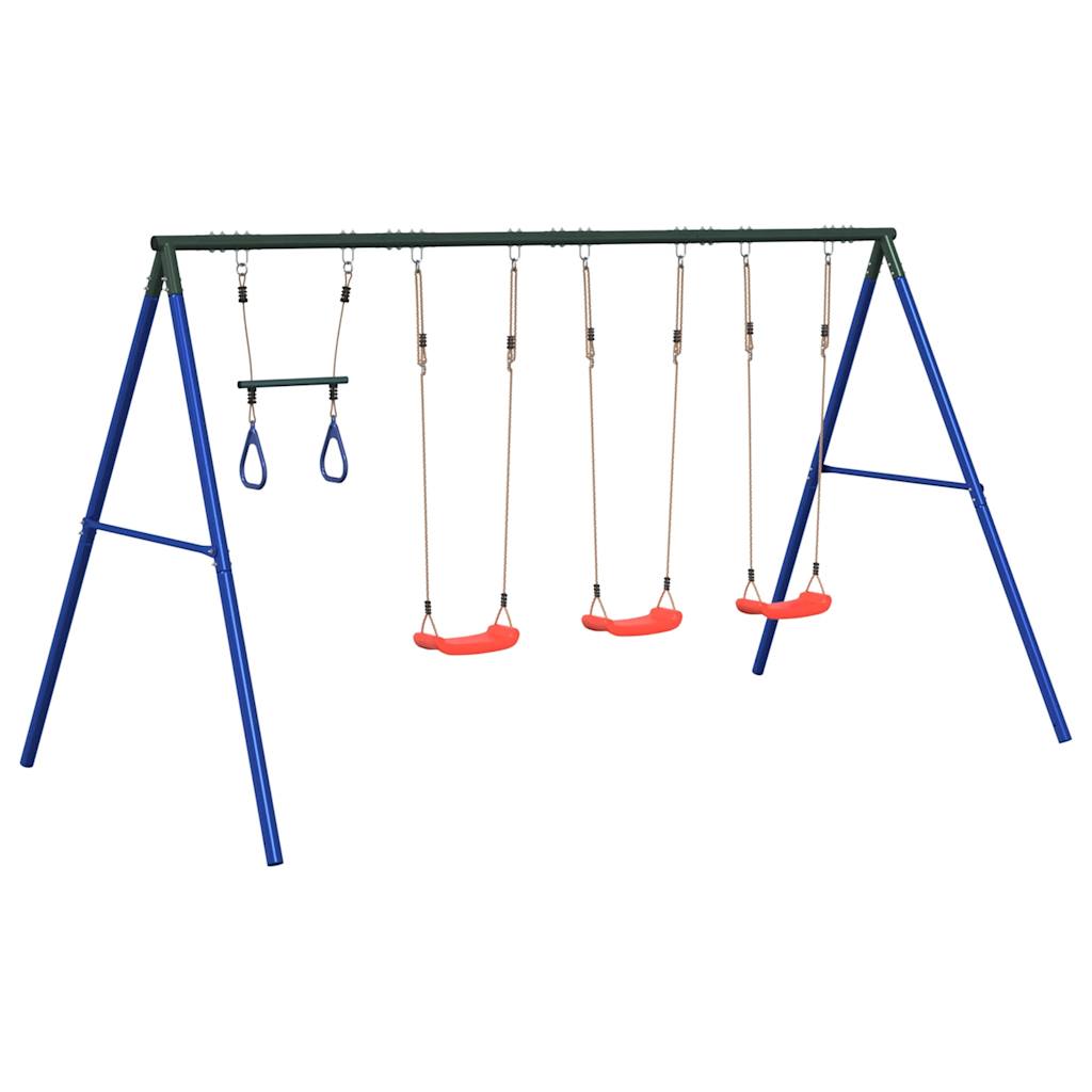 vidaXL Outdoor Swing Set with Swings and Trapeze - Blue - 33845