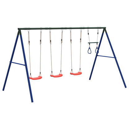 vidaXL Outdoor Swing Set with Swings and Trapeze - Blue - 33845