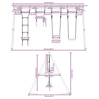 vidaXL Outdoor Swing Set with Swings. Trapeze. Ladder - Multicolour - 33863