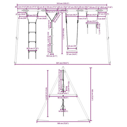 vidaXL Outdoor Swing Set with Swing. Trapeze. Ladder. Disc Swing - Multicolour - 33871
