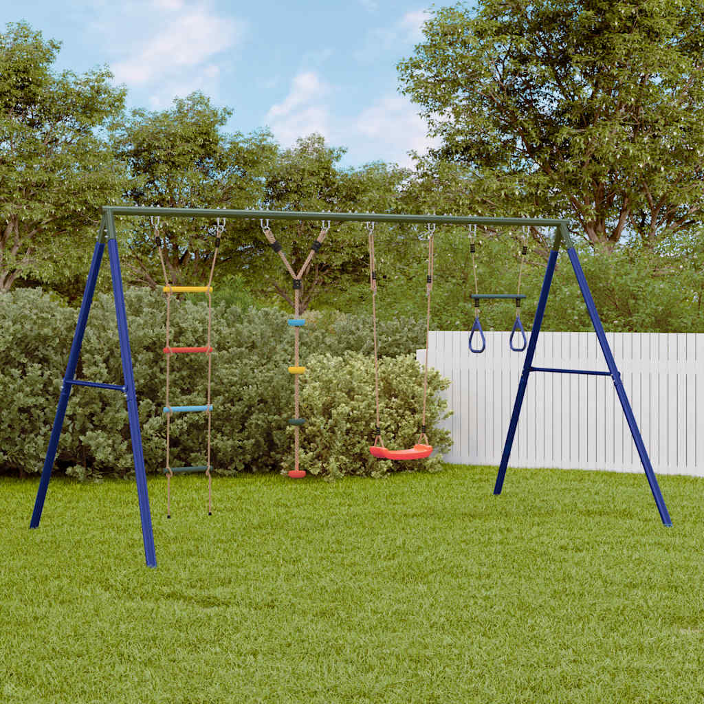 vidaXL Outdoor Swing Set with Swing. Trapeze. Ladder. Disc Swing - Multicolour - 33871