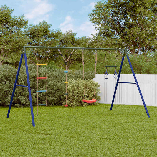 vidaXL Outdoor Swing Set with Swing. Trapeze. Ladder. Disc Swing - Multicolour - 33871